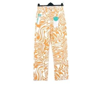 NWT SONG Yellow Zebra Print 90s Boyfriend Jeans Relaxed Fit Junior’s sir 7